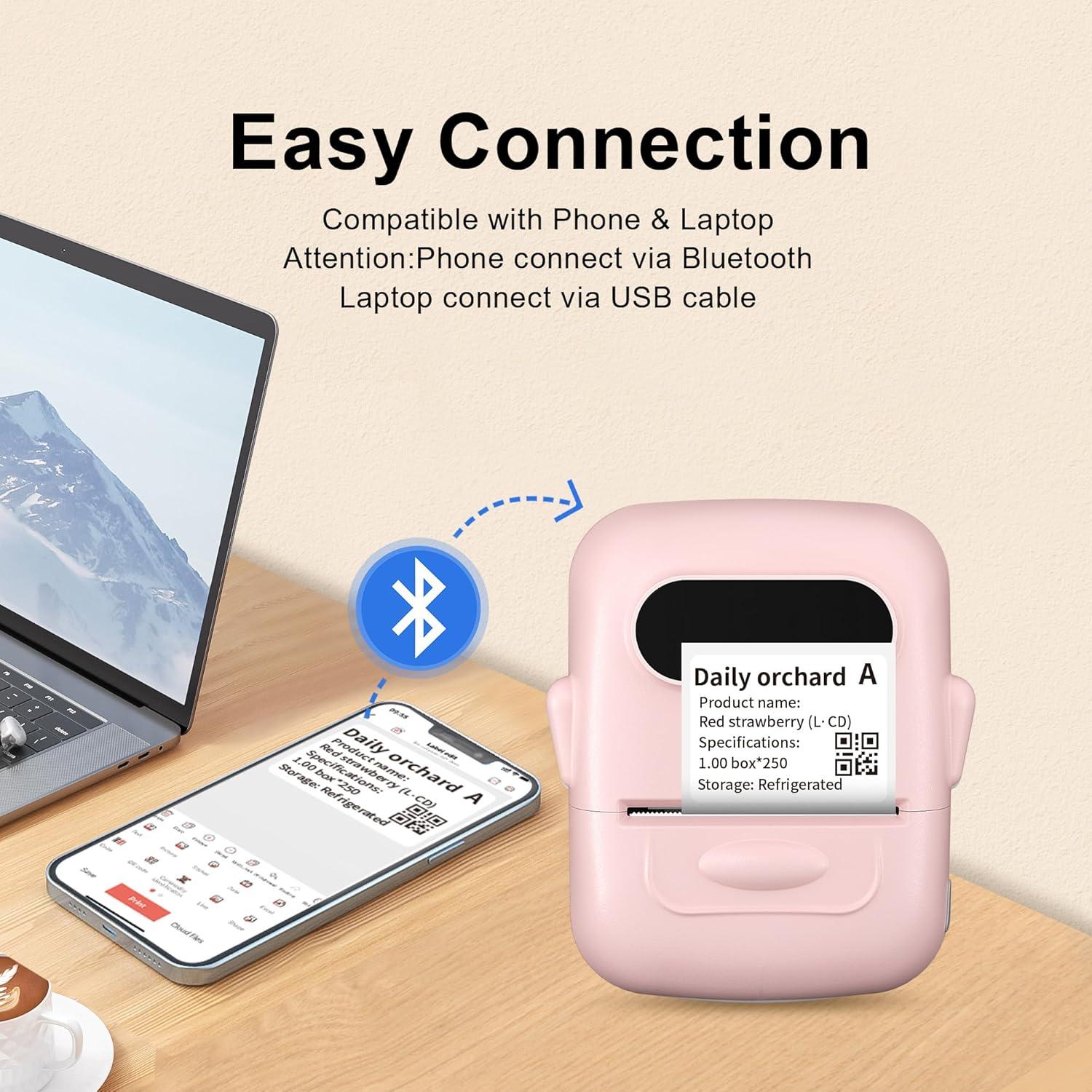 Impresora de Etiquetas Térmica PRIMAKNTER P50 Rosa Bluetooth