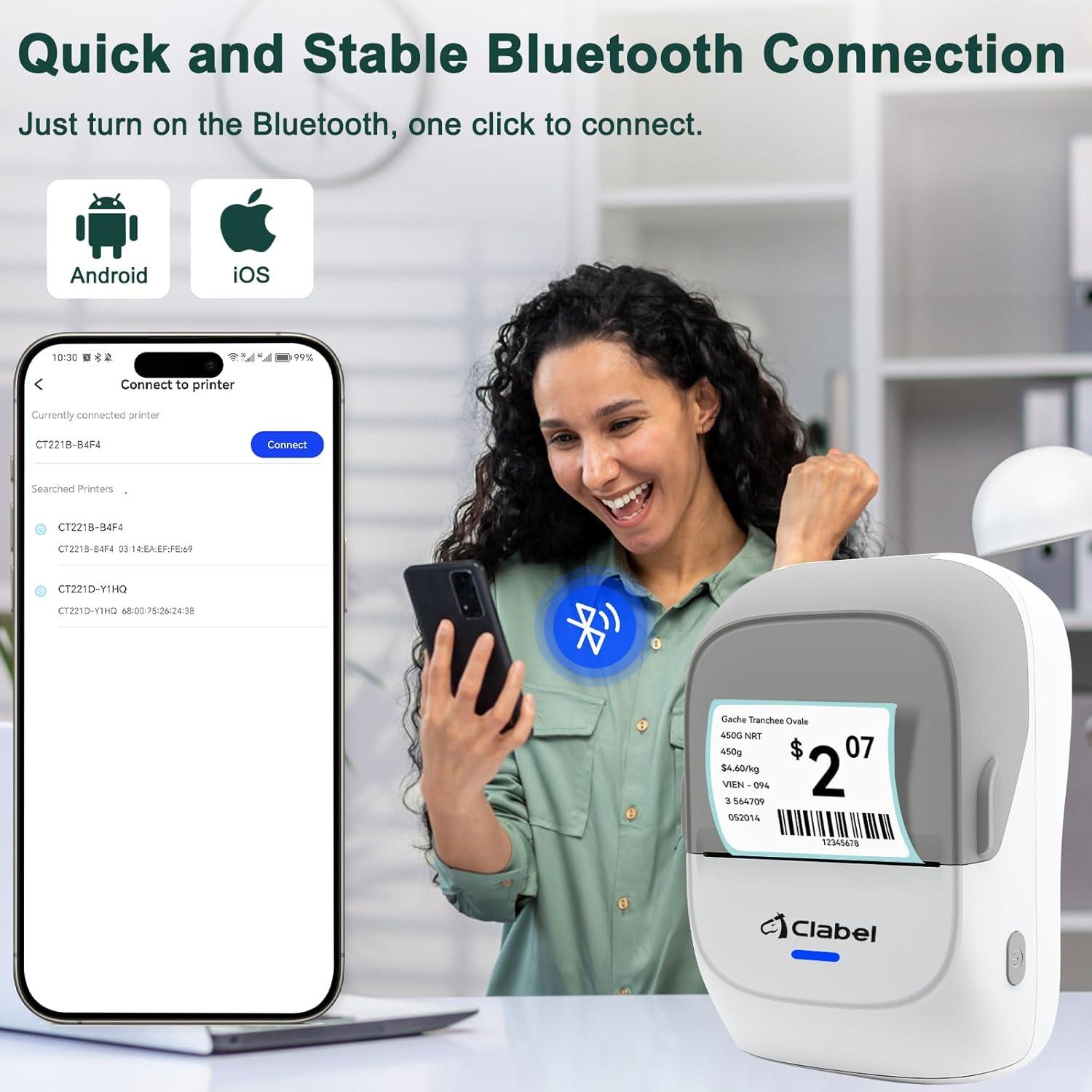 Impresora de Etiquetas Térmicas CLABEL 221B Portátil Bluetooth