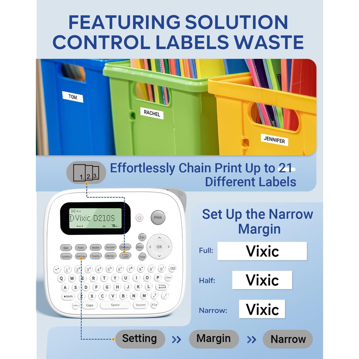 Etiquetadora Vixic D210S Portátil con Cinta 12mm USB-C