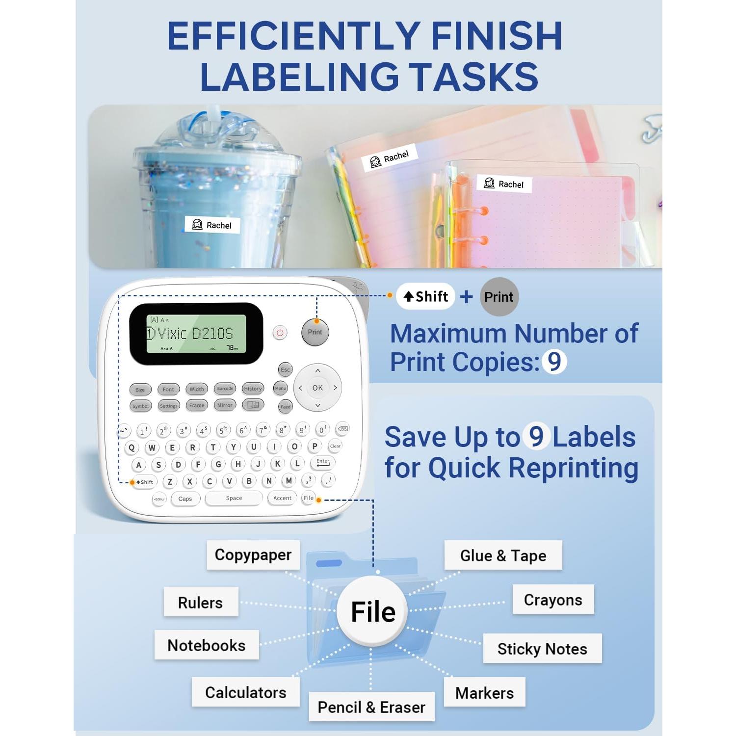 Etiquetadora Vixic D210S Portátil con Cinta 12mm USB-C