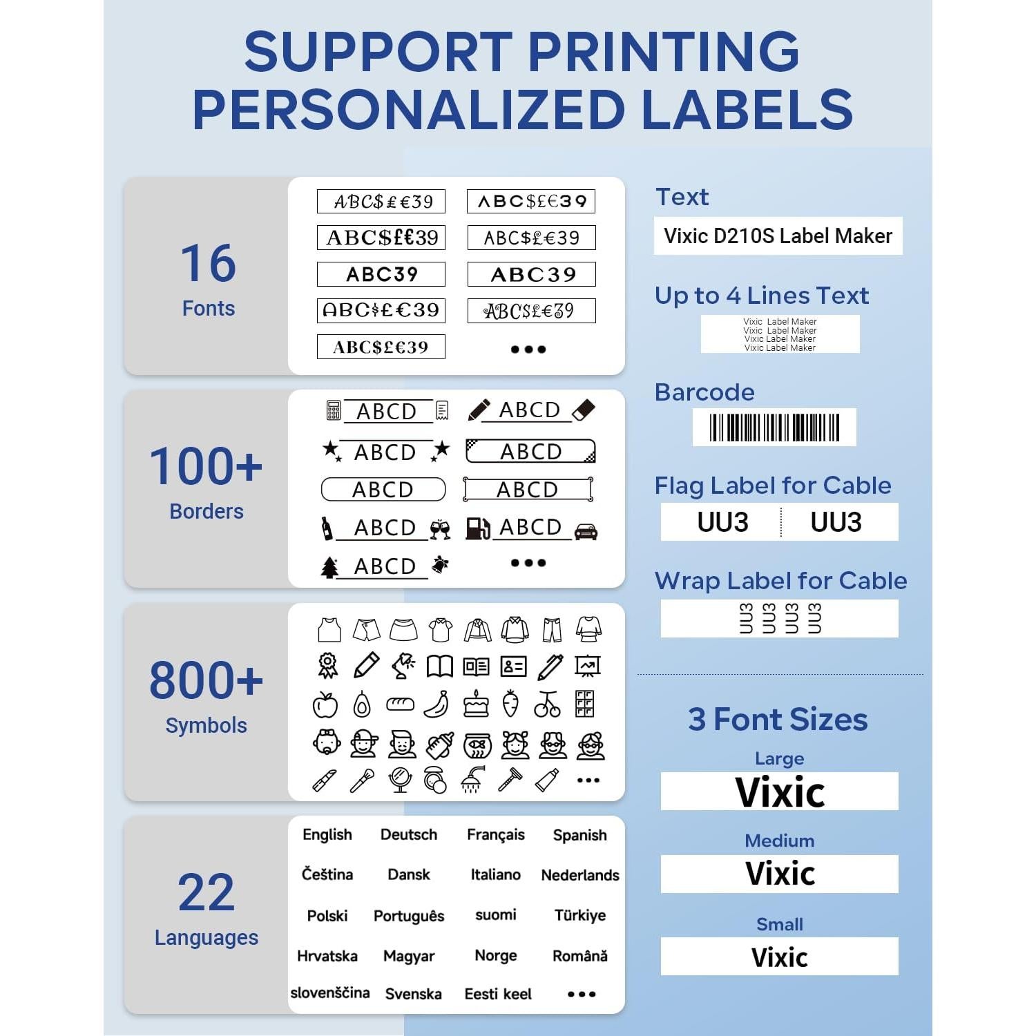 Etiquetadora Vixic D210S Portátil con Cinta 12mm USB-C