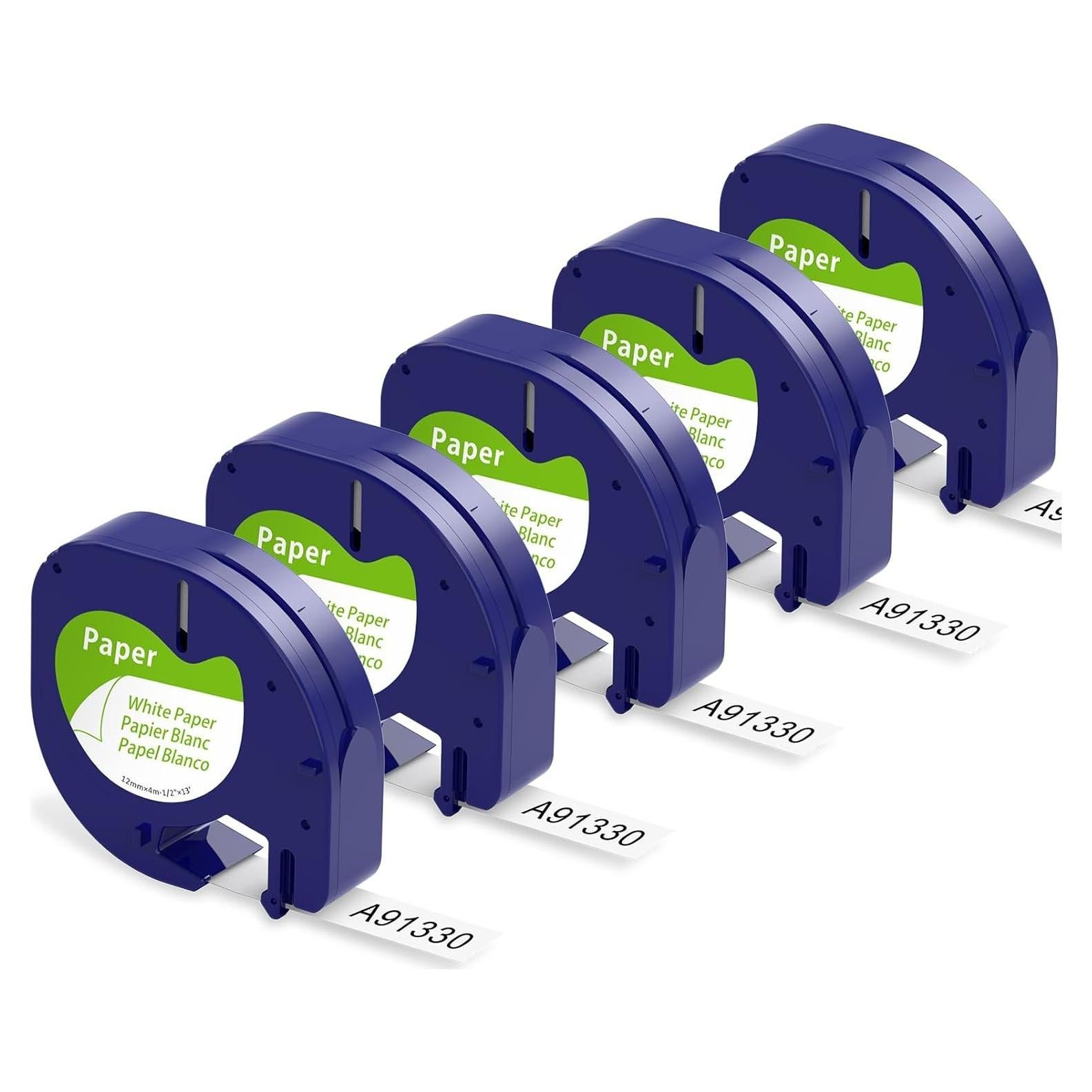 Cinta de Etiquetas AONOMI 91330 Blanca 12 mm x 4 m - Paquete de 5