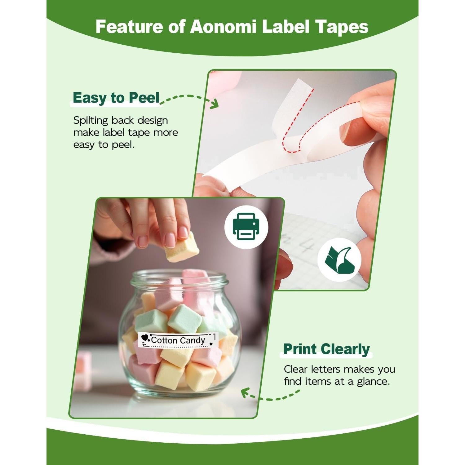 Cinta de Etiquetas AONOMI 91330 Blanca 12 mm x 4 m - Paquete de 5