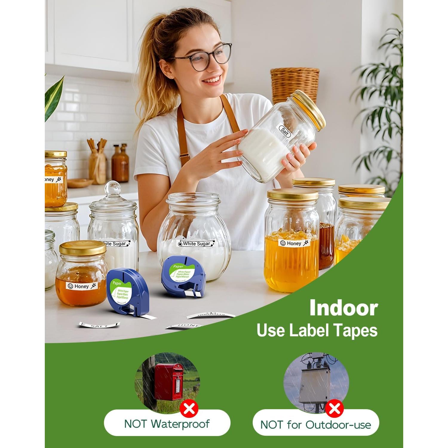 Cinta de Etiquetas AONOMI 91330 Blanca 12 mm x 4 m - Paquete de 5