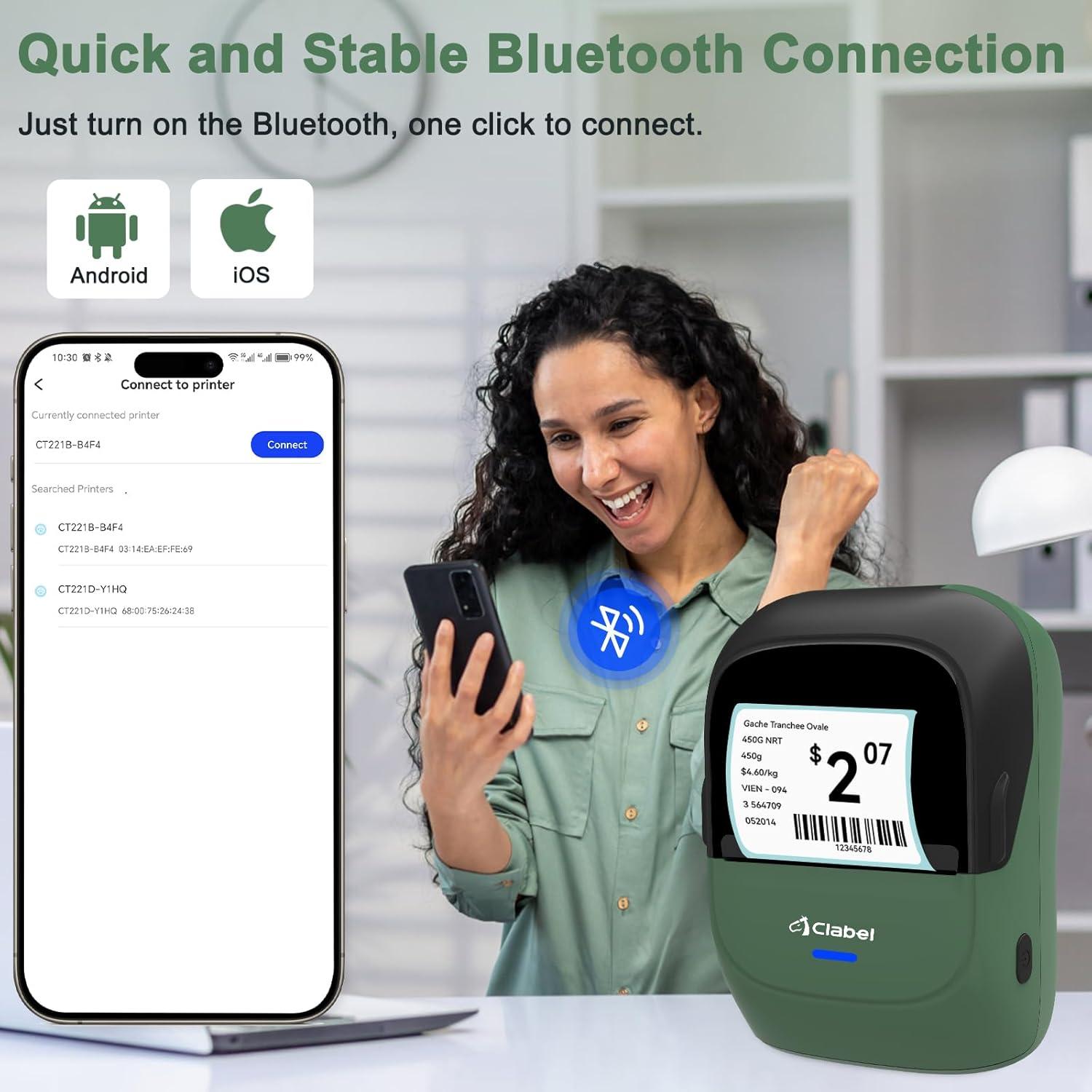 Impresora de Etiquetas Térmicas CLABEL 221B Bluetooth Portátil