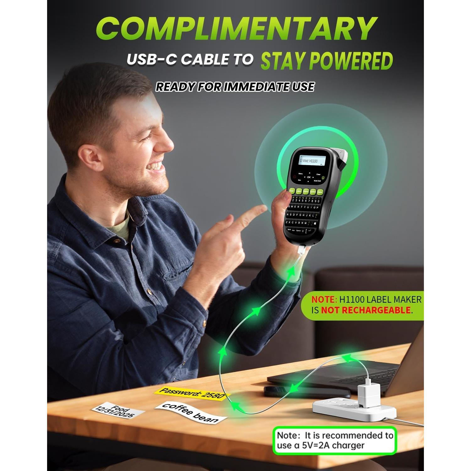 Máquina de Etiquetas Vixic H1100 Portátil con Pantalla LCD