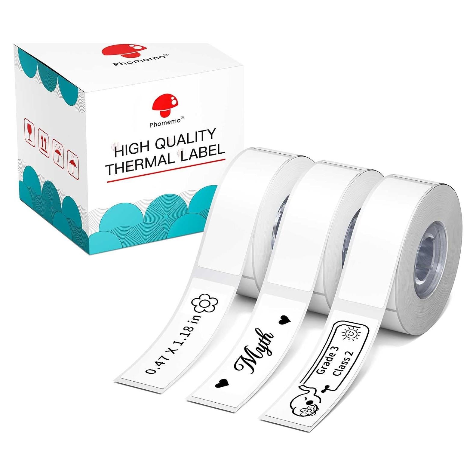 Etiquetas autoadhesivas Phomemo D30, 12x40mm, 3 rollos