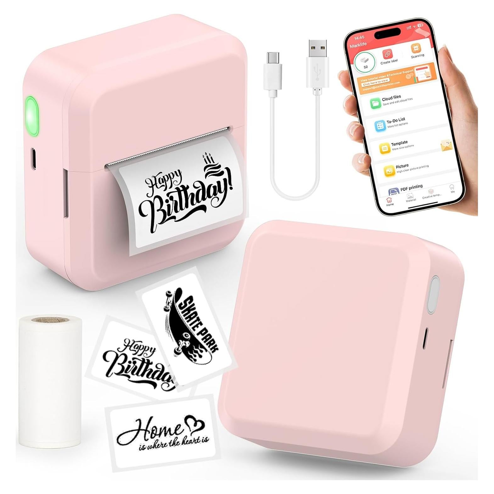 Impresora de Etiquetas Bluetooth HUIJUTCHEN Rosa 30x50mm