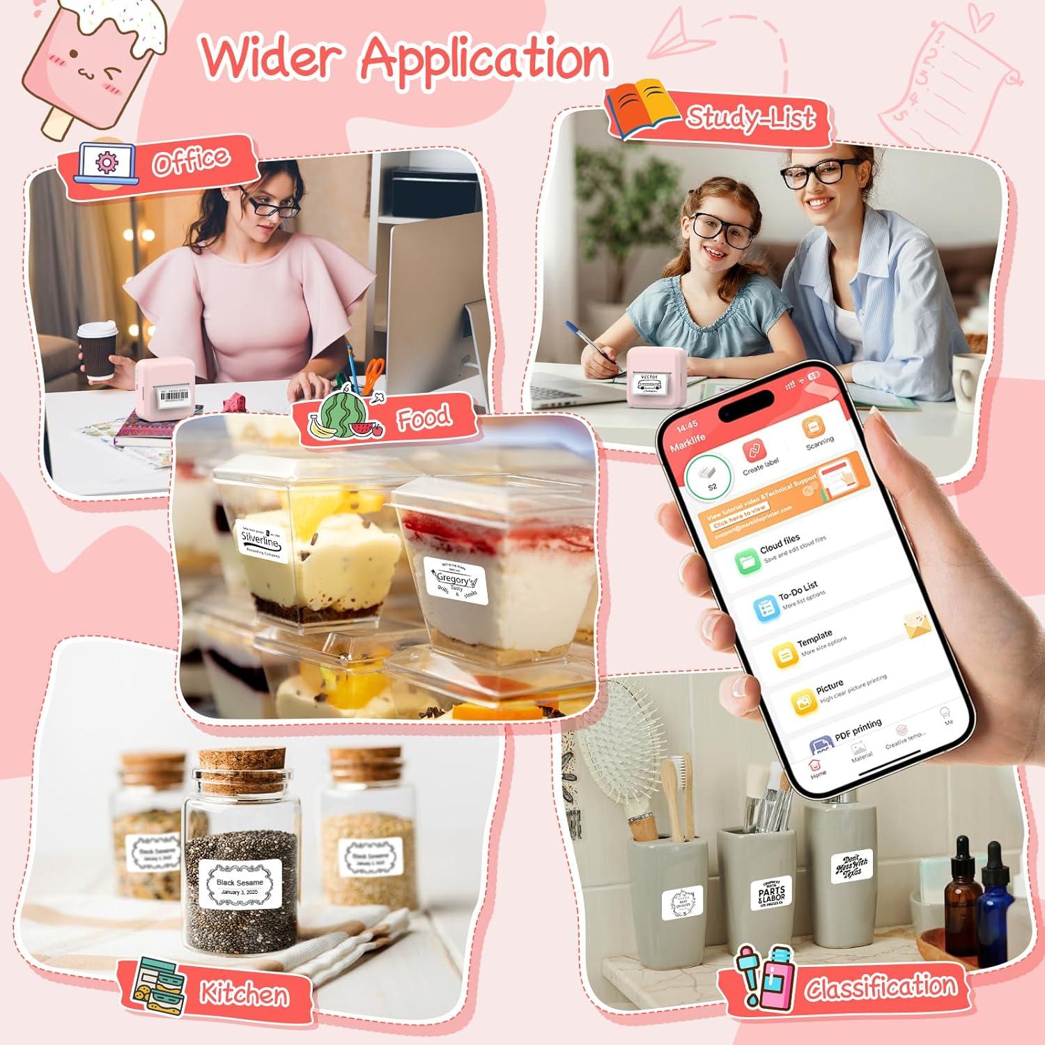 Impresora de Etiquetas Bluetooth HUIJUTCHEN Rosa 30x50mm