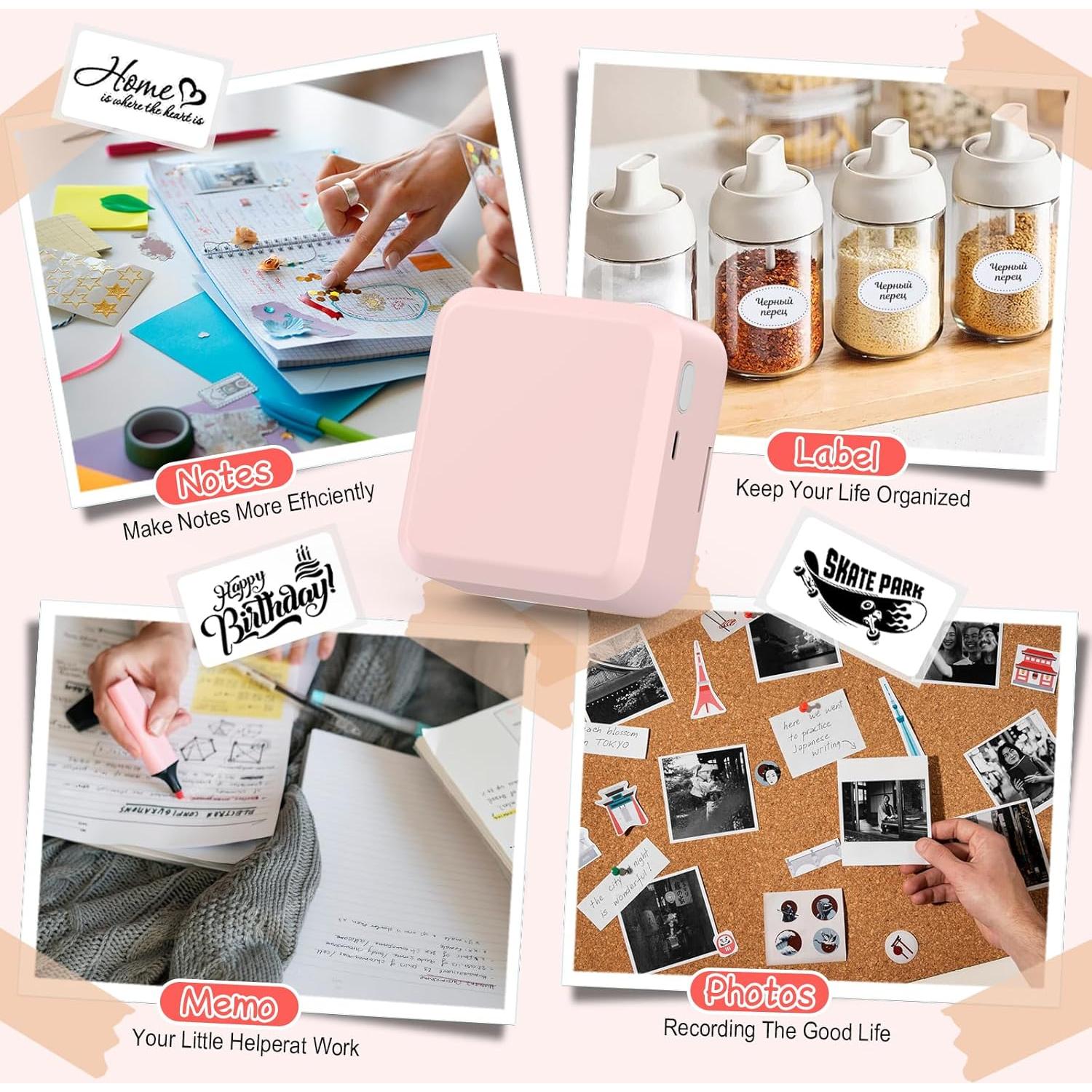 Impresora de Etiquetas Bluetooth HUIJUTCHEN Rosa 30x50mm