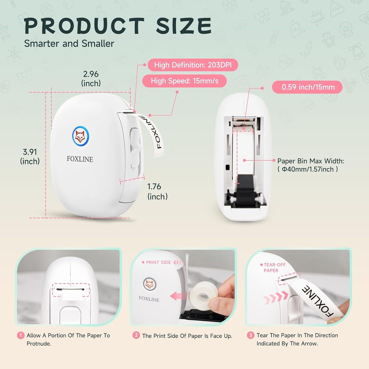 Impresora de Etiquetas FOXLINE F10 Bluetooth Portátil Blanca