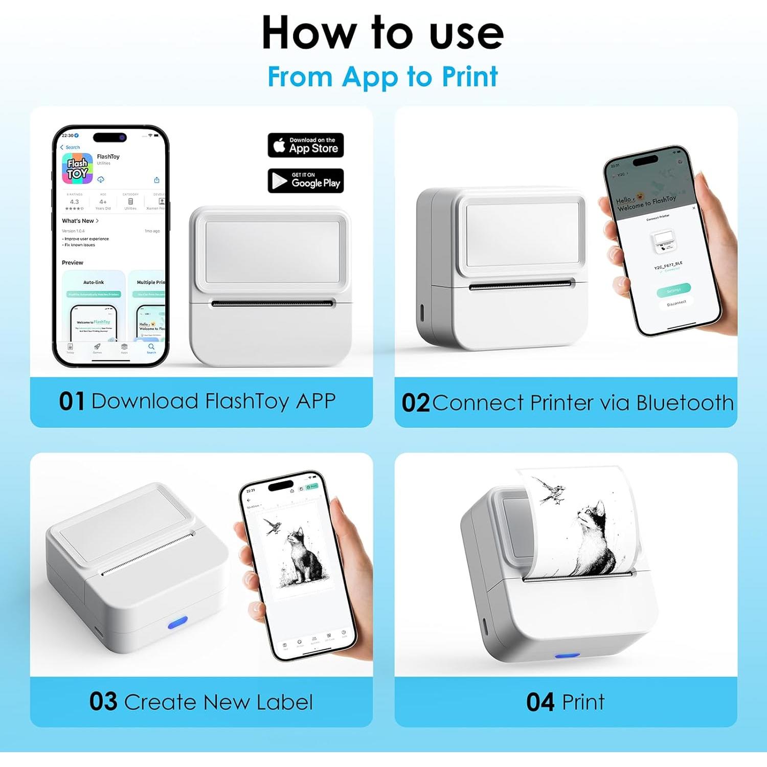 Impresora de Etiquetas Bluetooth KNAON Y2C Portátil 50mm
