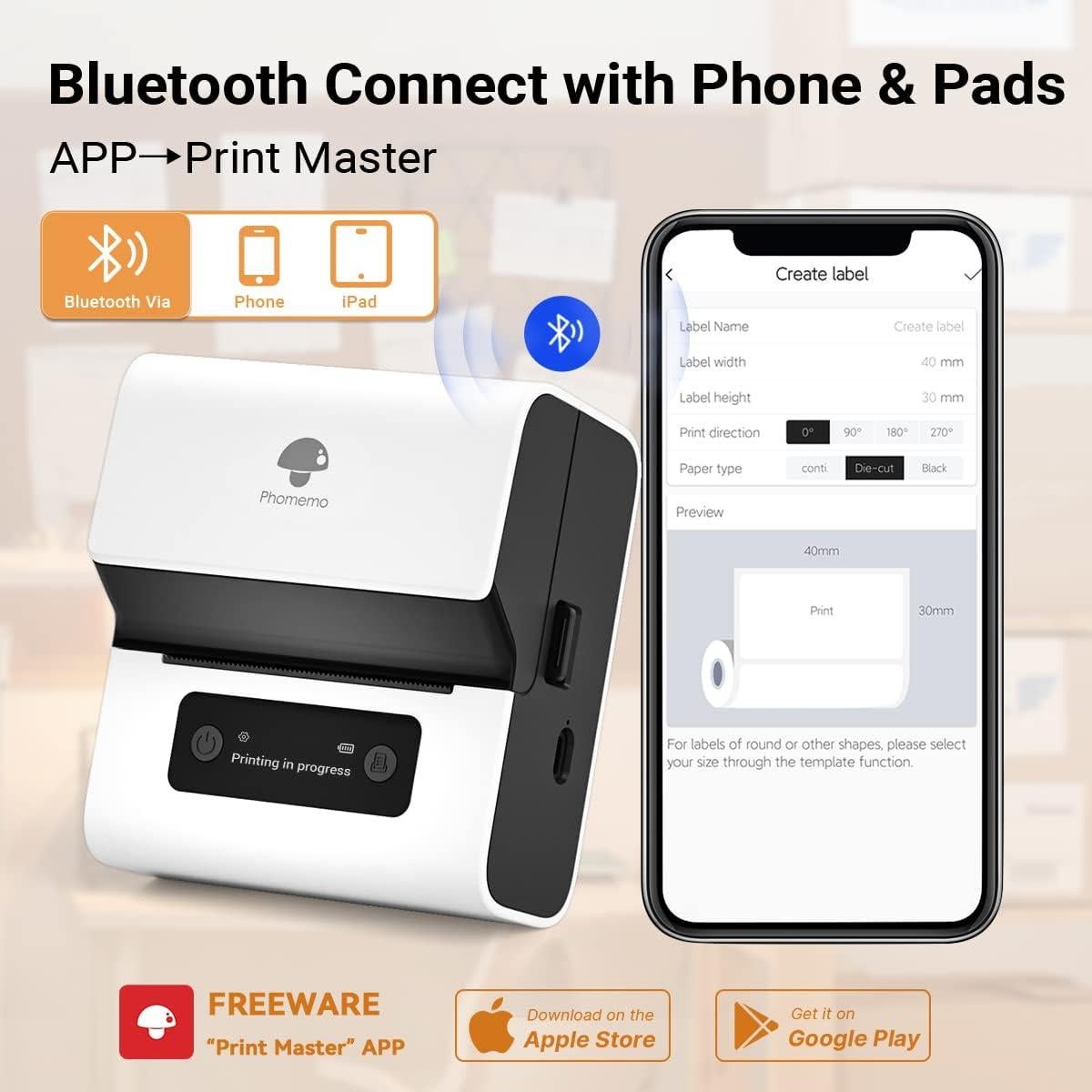 Etiquetadora Portátil Phomemo M221 Bluetooth 3'' (7.62 cm) Blanca