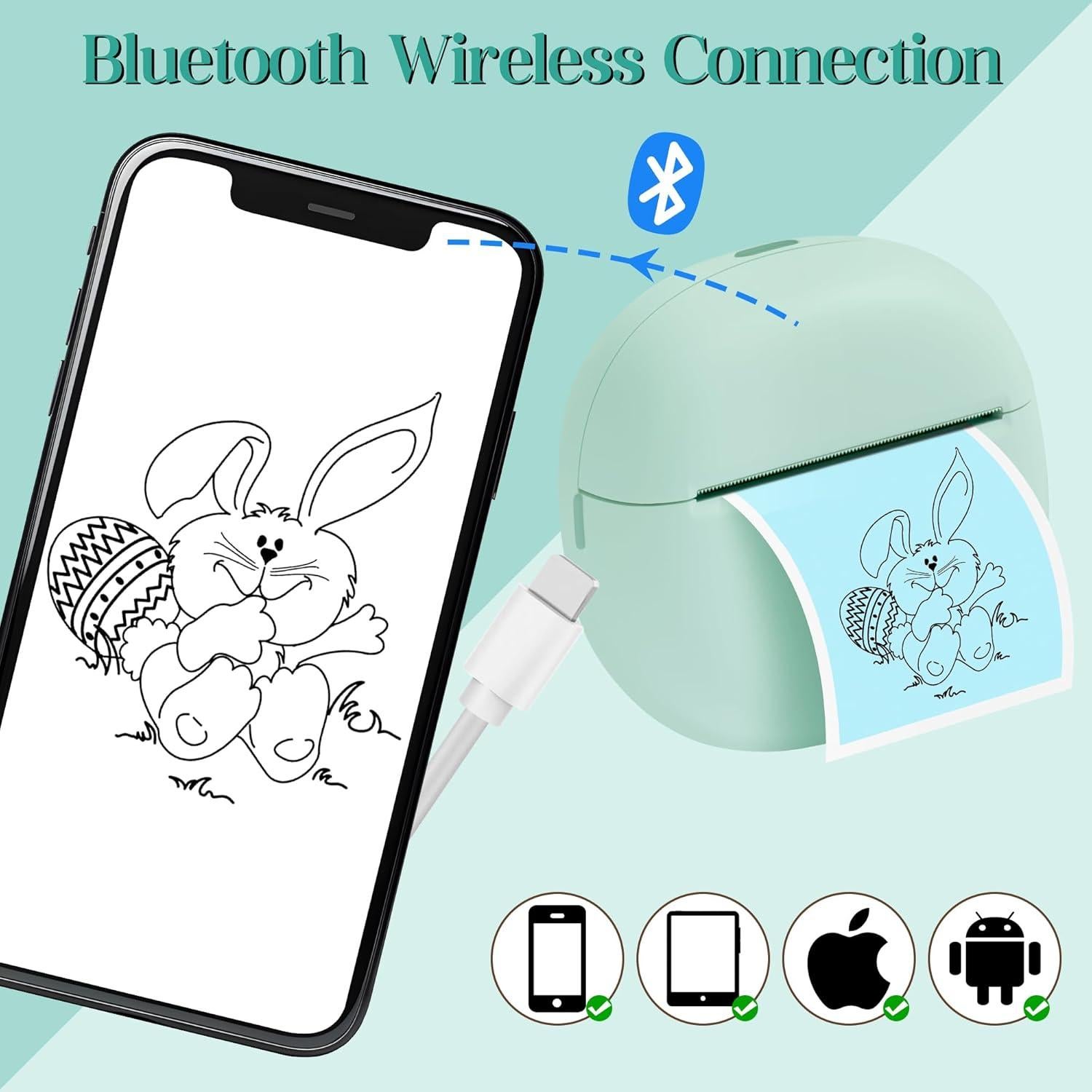 Impresora Térmica Mini GQIRIL Bluetooth Verde - Sin Tinta