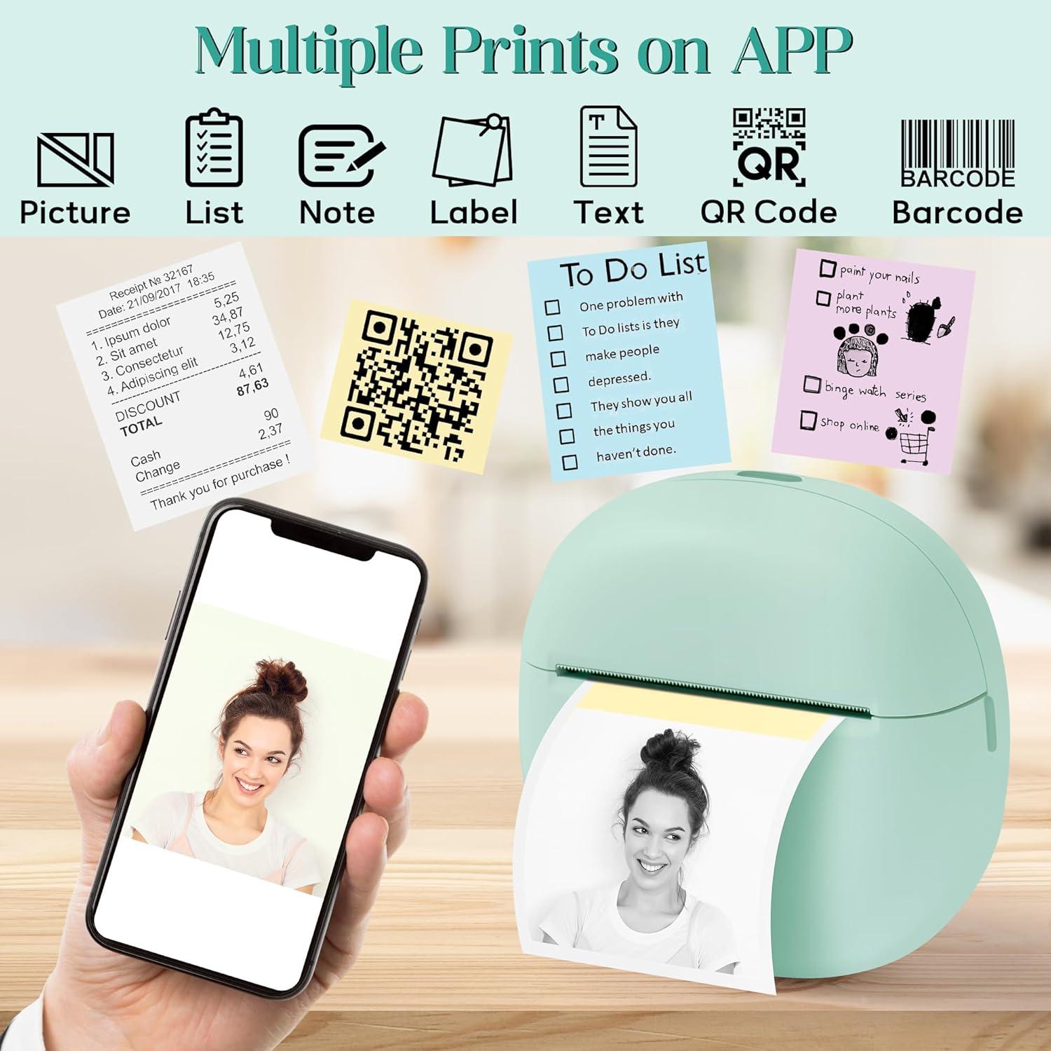 Impresora Térmica Mini GQIRIL Bluetooth Verde - Sin Tinta