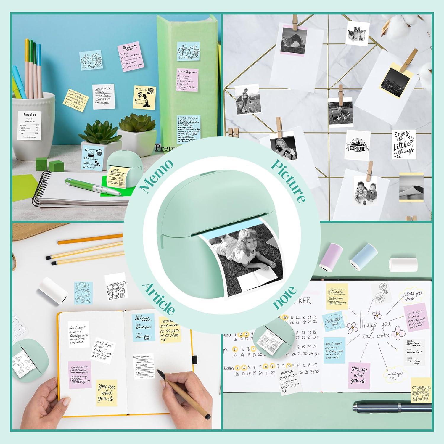 Impresora Térmica Mini GQIRIL Bluetooth Verde - Sin Tinta