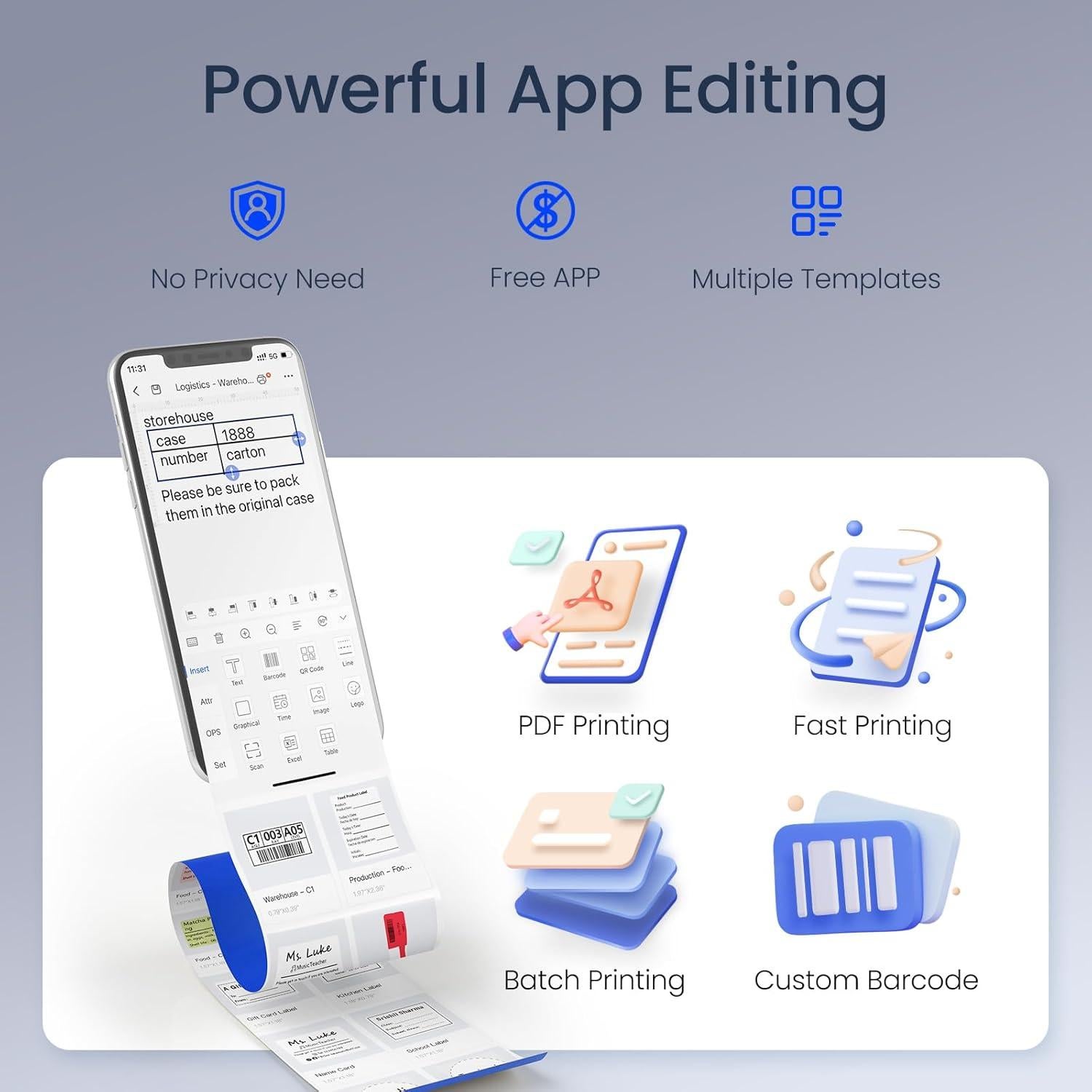 Impresora de Etiquetas CLABEL 221B Portátil 2" Bluetooth USB