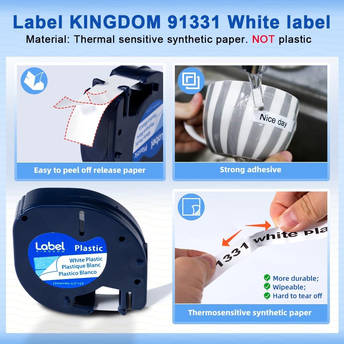 Cinta Plástica Blanca 12mm x 4m para Etiquetadora DYMO LetraTag