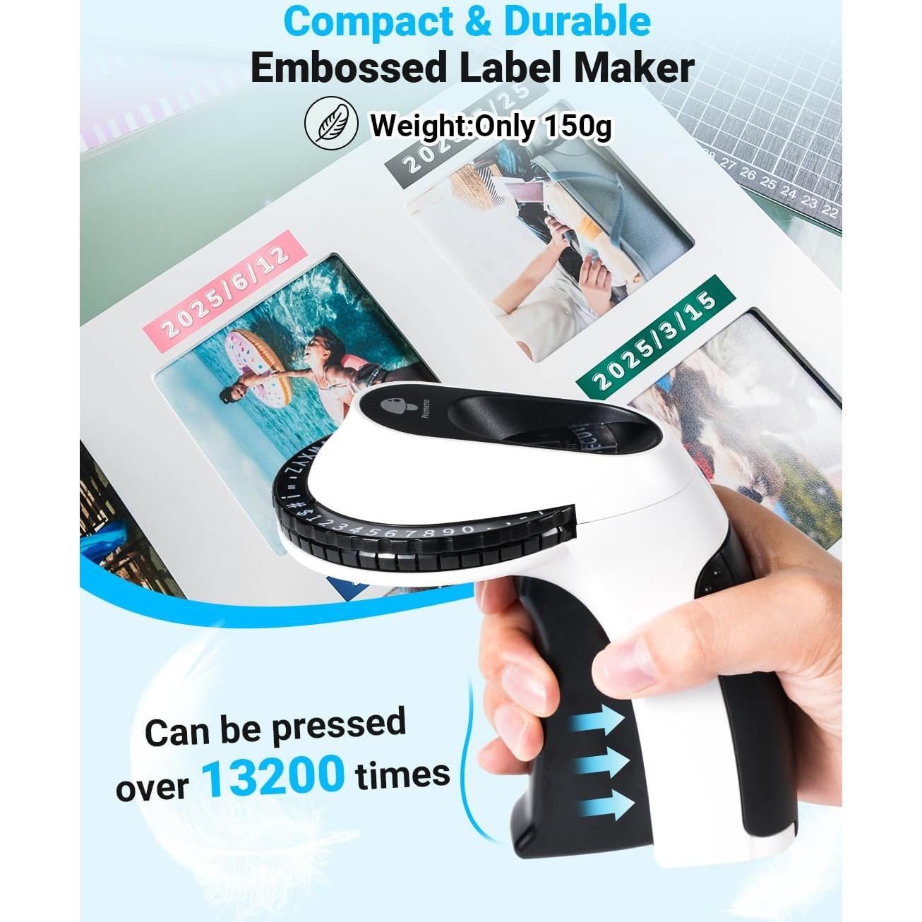 Máquina de Etiquetas en Relieve Phomemo E975 Negra con 6 Cintas