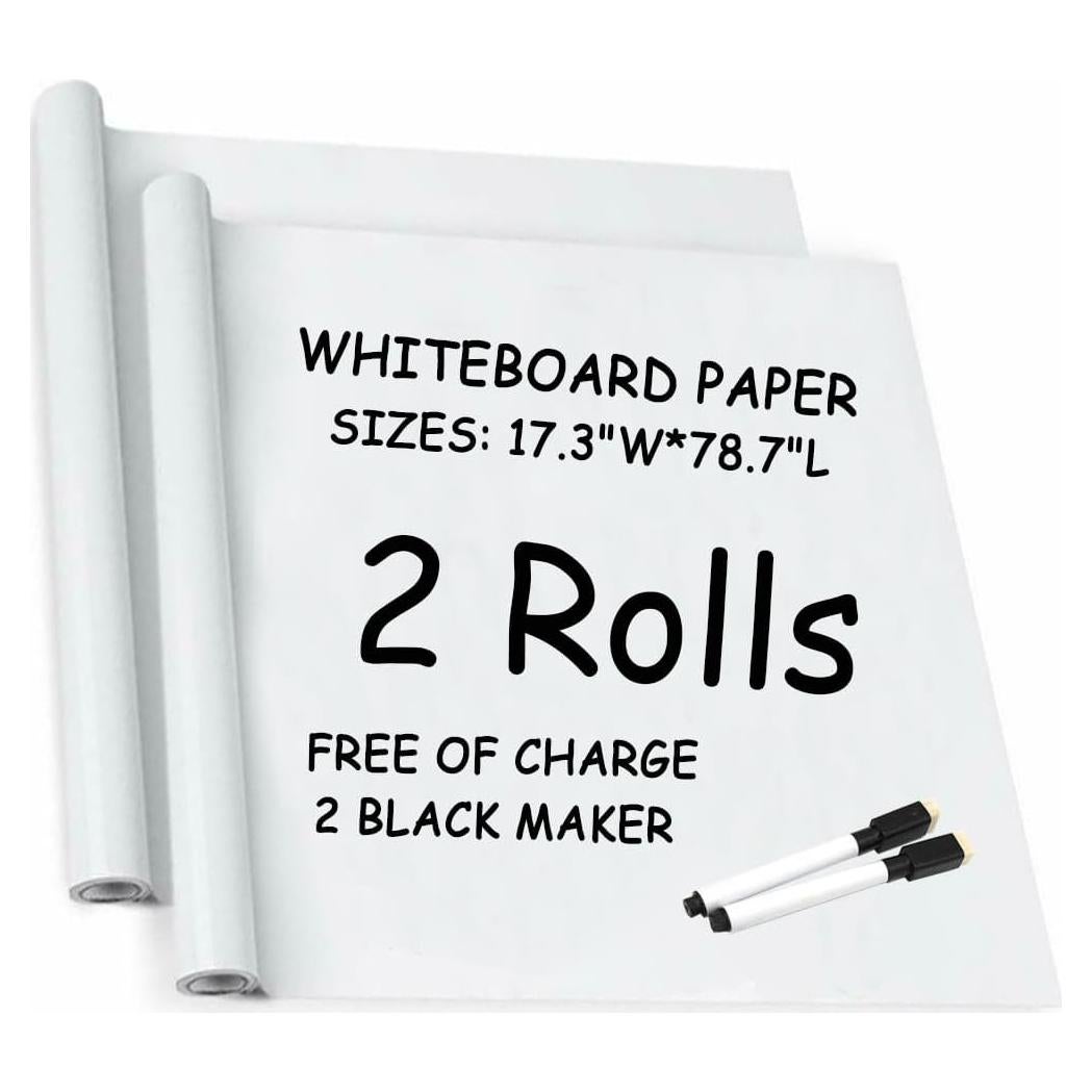 2 Rollos de Papel de Pizarra Blanca TOP-Pindu 200x44 cm