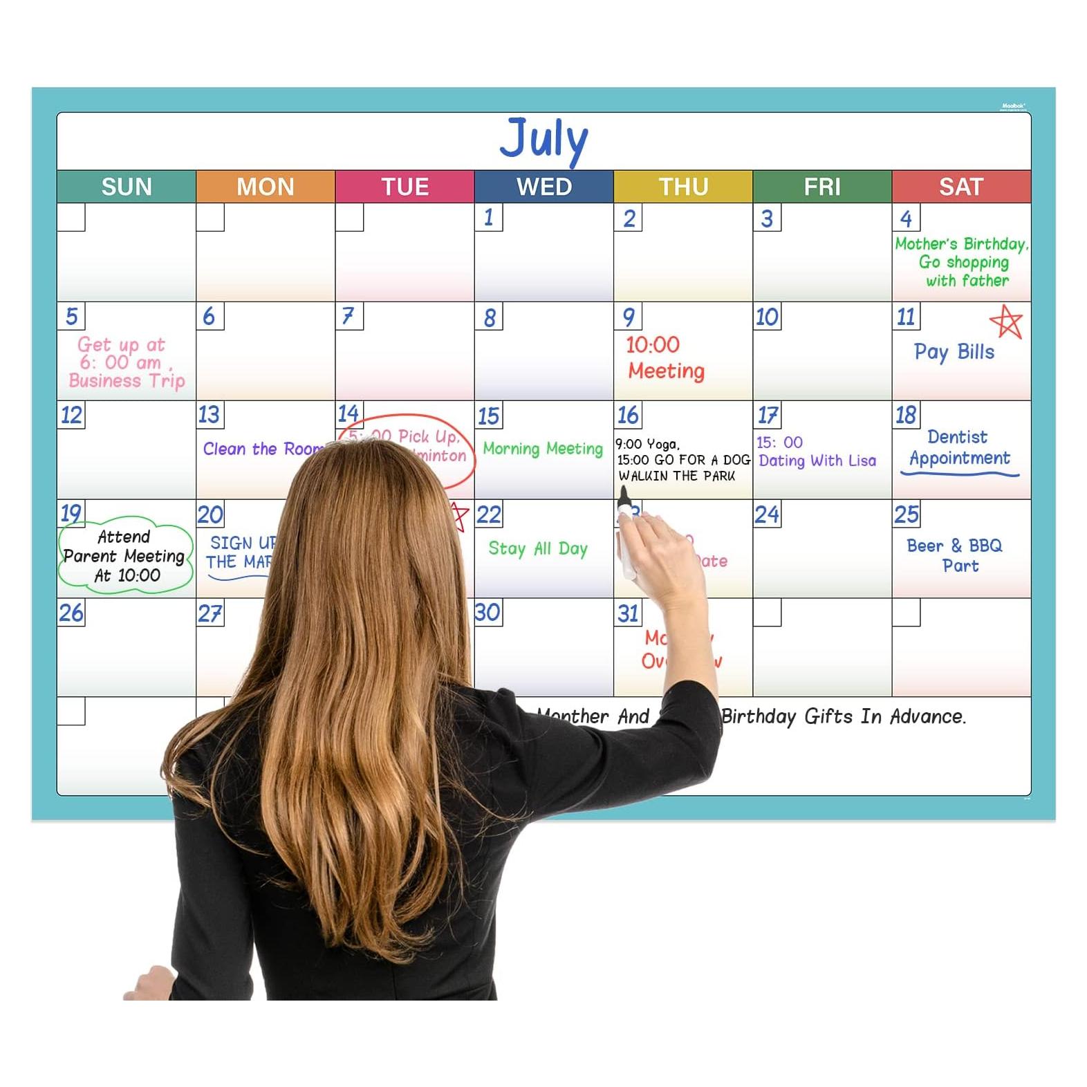 Calendario de Borrado en Seco para Pared MaaIbok 101.6x71.1cm