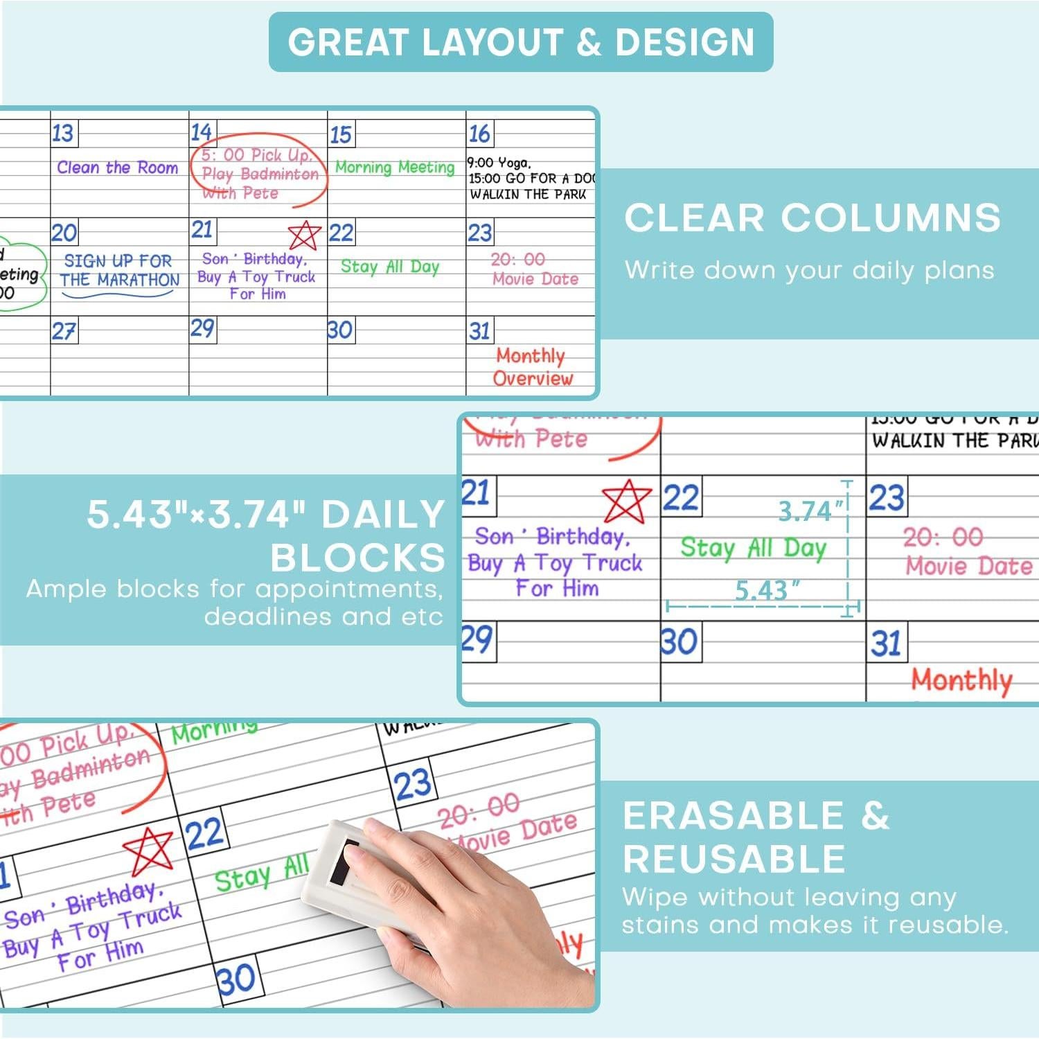 Calendario de Borrado en Seco para Pared MaaIbok 101.6x71.1cm