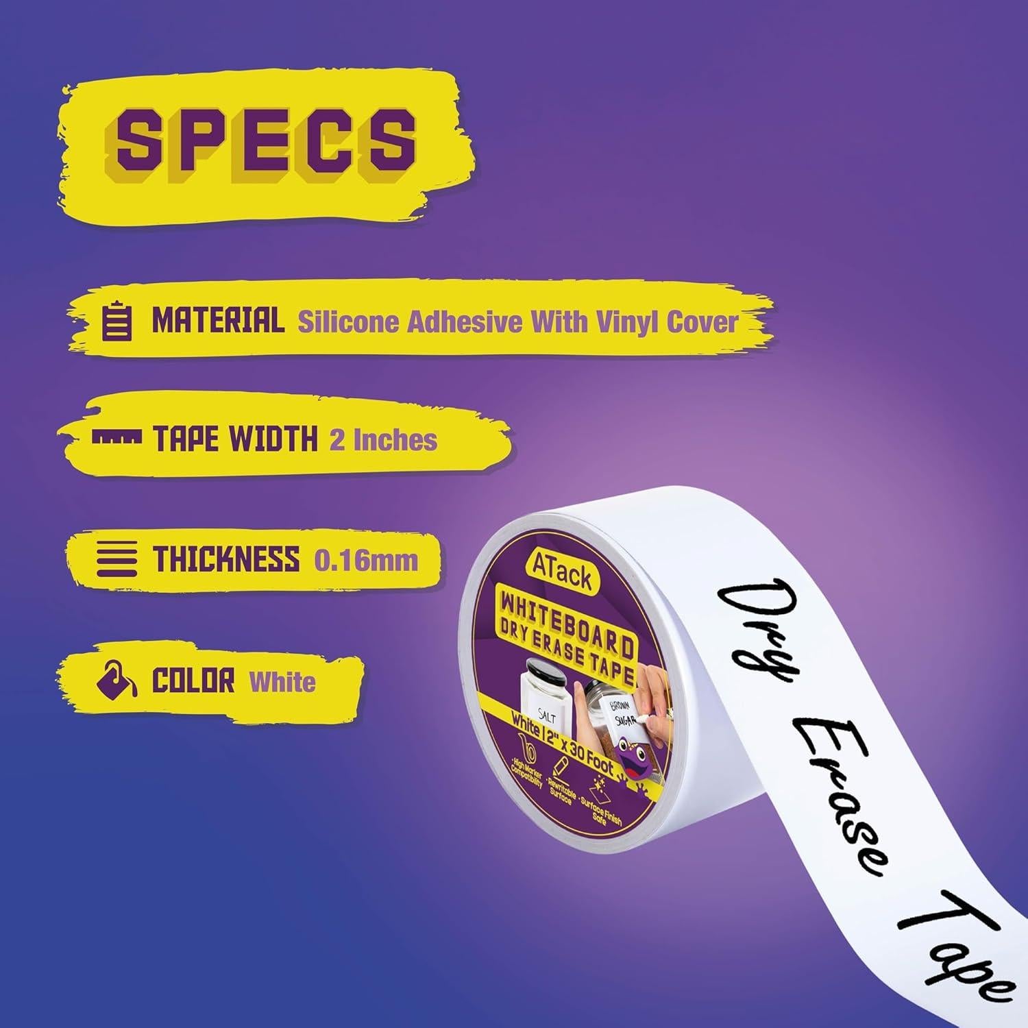 Cinta de Borrado en Seco ATack 5cm x 9.14m Blanca Sin Residuos