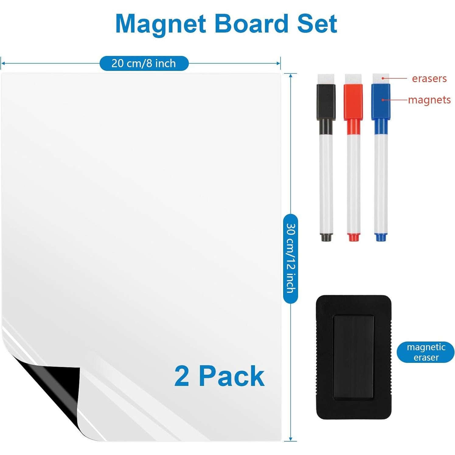 Papel de Pizarra Blanca Magnética Lyzzxi 20x30.5 cm 2 Paquetes