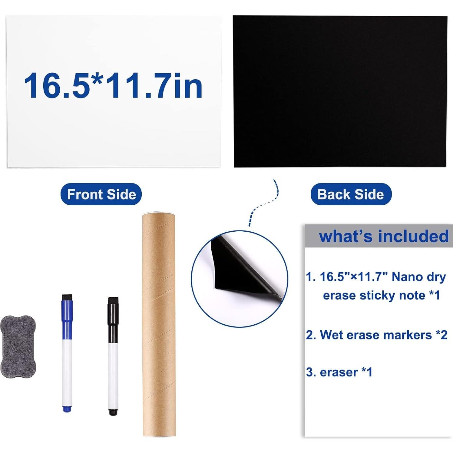 Pegatina de Pizarra Blanca Borrable Tenyond 42x30 cm con 2 Marcadores