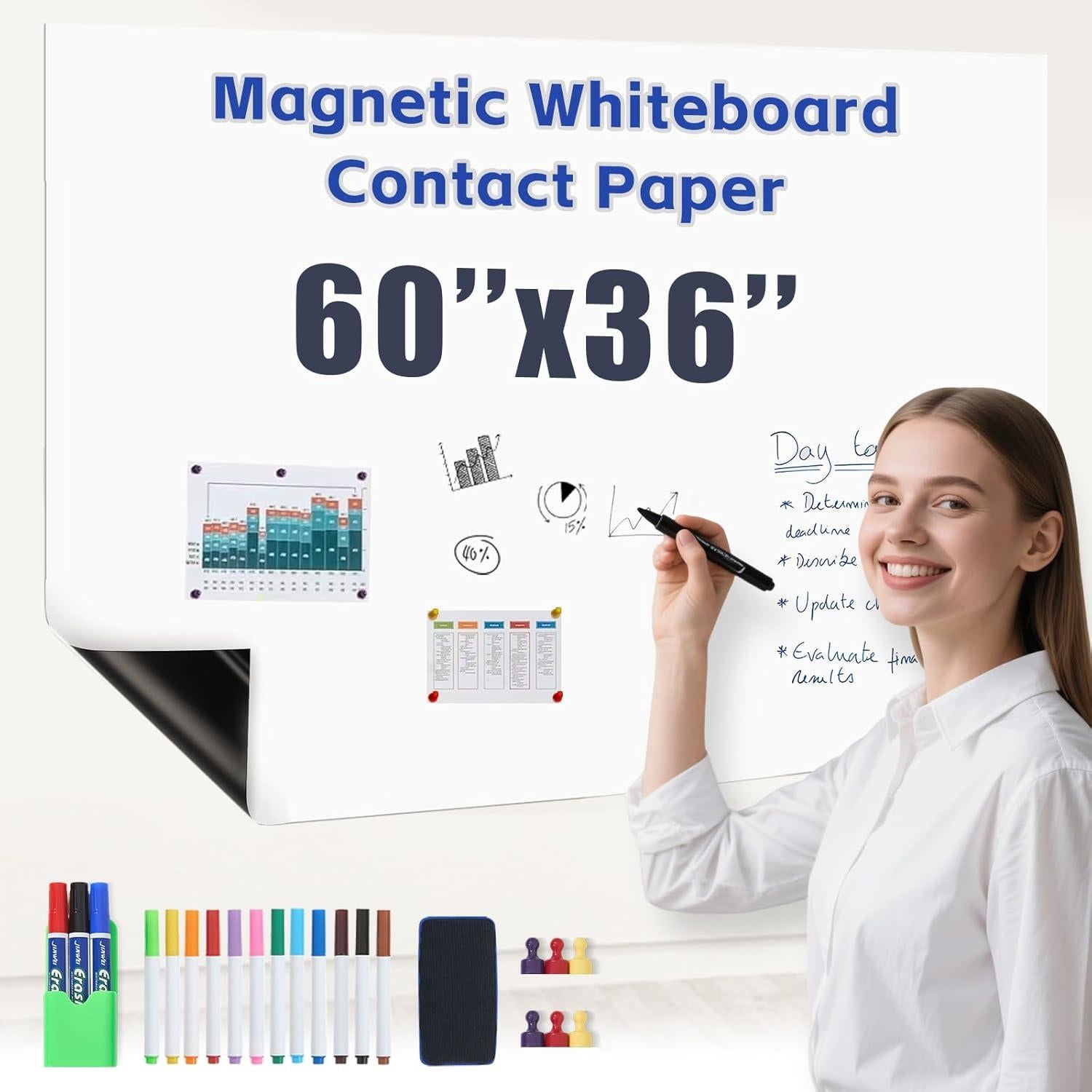 Papel de Pizarra Magnética Borrado en Seco 152.4x91.4cm Genérico