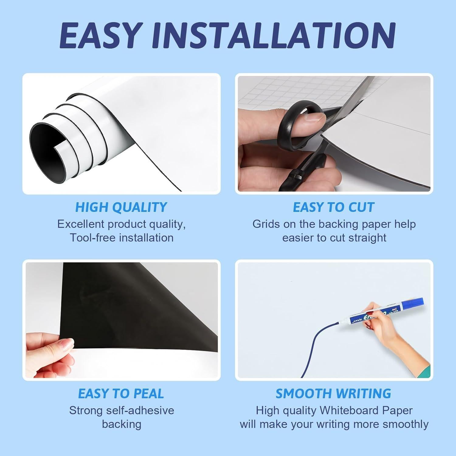 Papel de Pizarra Magnética Borrado en Seco 152.4x91.4cm Genérico