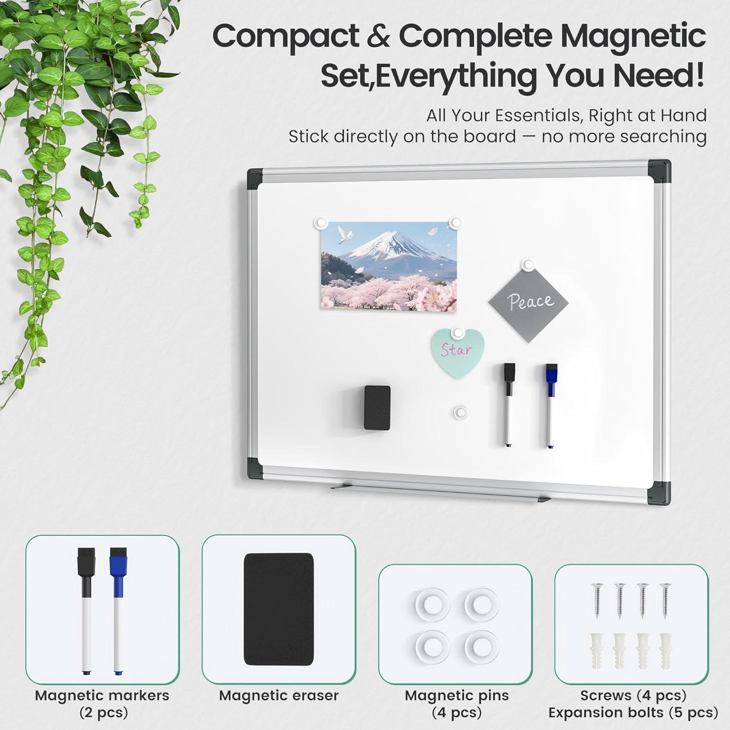 Tablero Blanco Magnético 61 x 46 cm SCRIBANX con Accesorios