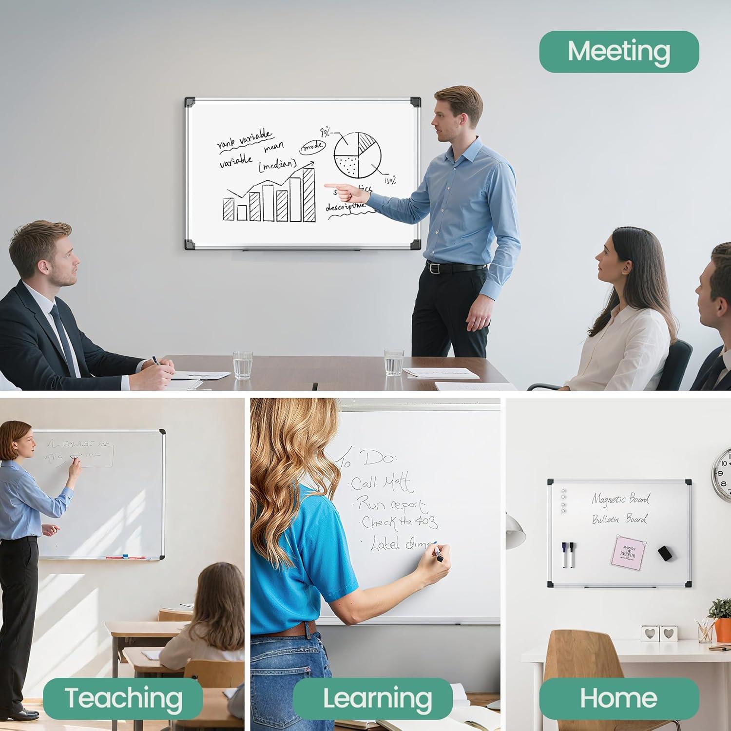 Tablero Blanco Magnético 61 x 46 cm SCRIBANX con Accesorios