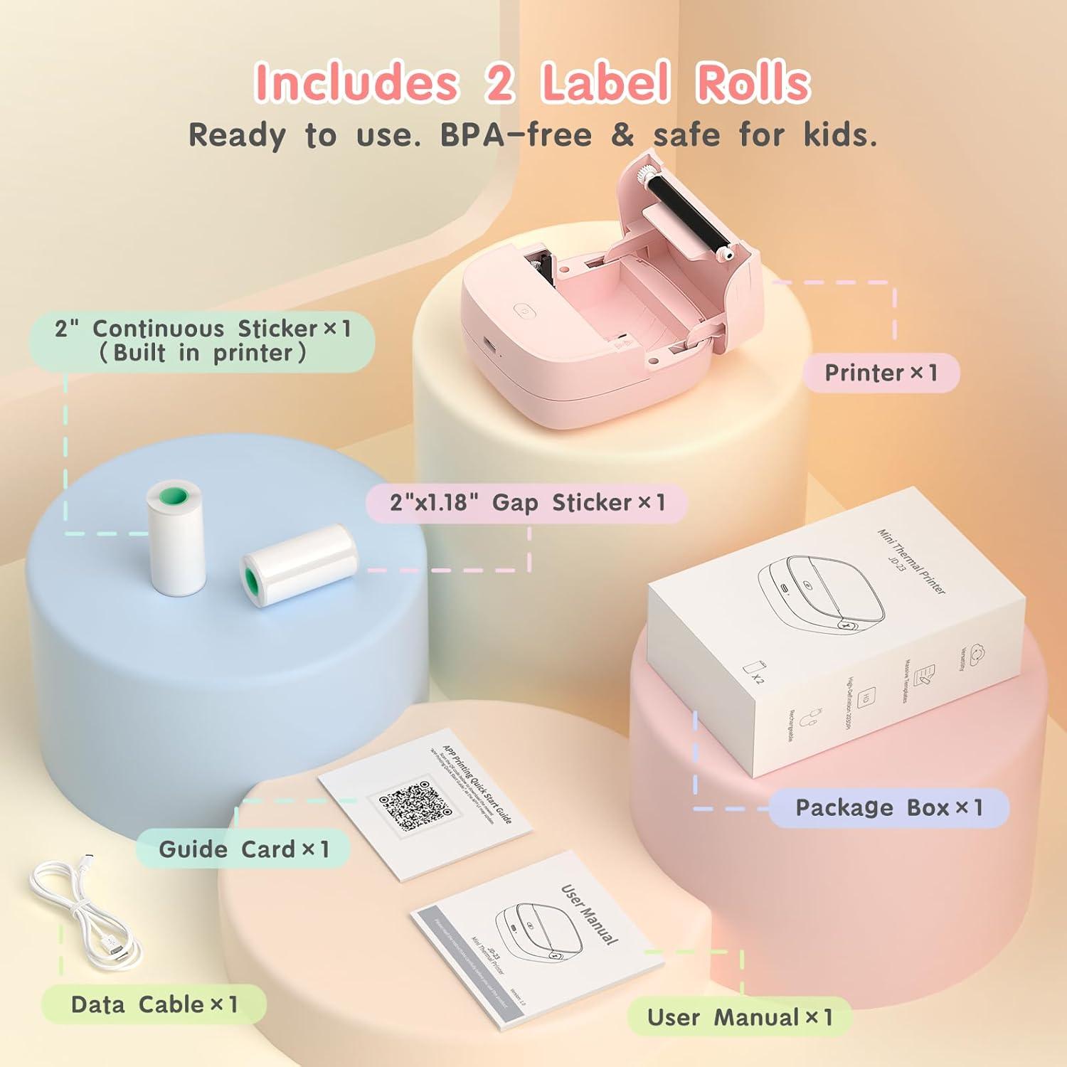 Impresora Térmica Mini Portátil Gloryang JD-23 Rosa Bluetooth