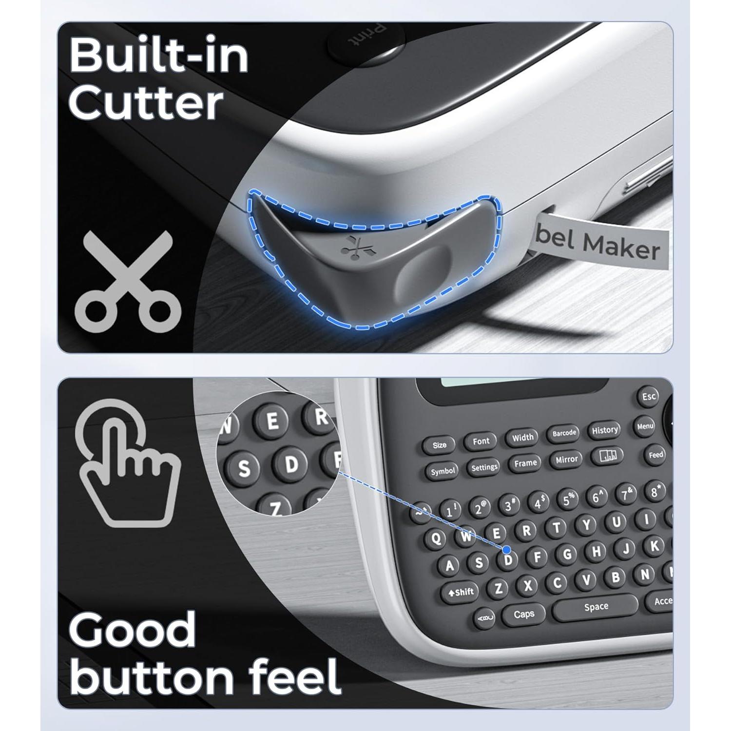 Máquina de Etiquetas VolenGo D210S Portátil 12mm Blanca