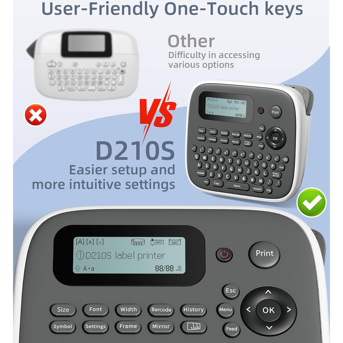 Máquina de Etiquetas VolenGo D210S Portátil 12mm Blanca