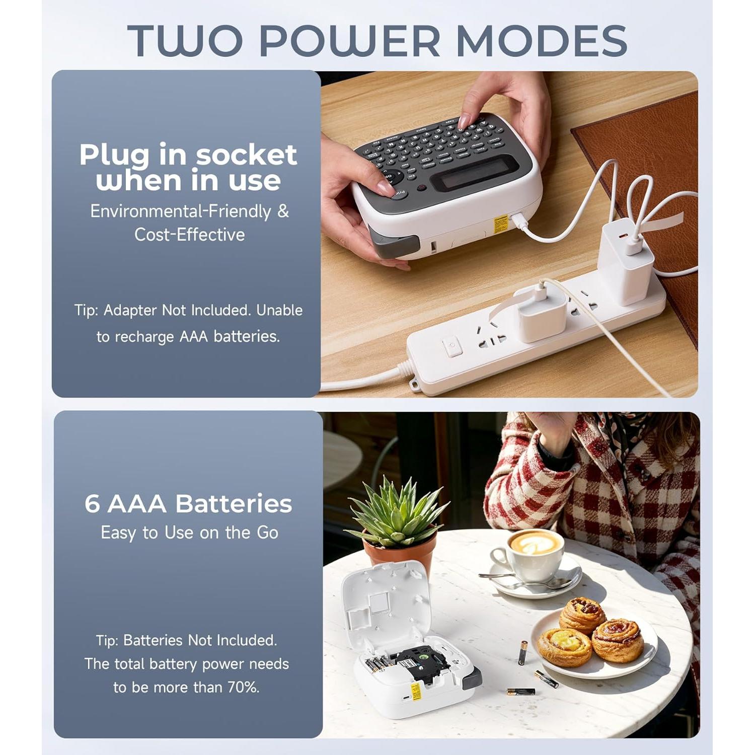 Máquina de Etiquetas VolenGo D210S Portátil 12mm Blanca