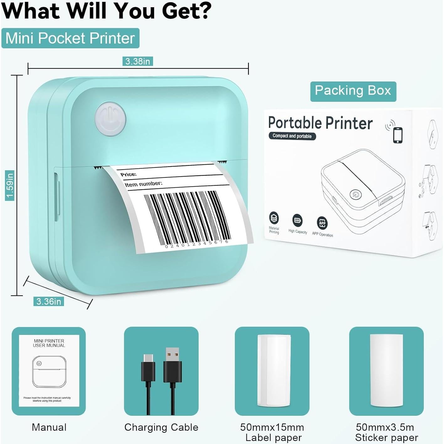 Máquina de Etiquetas INVISEN Bluetooth 14 Tamaños 12-50mm