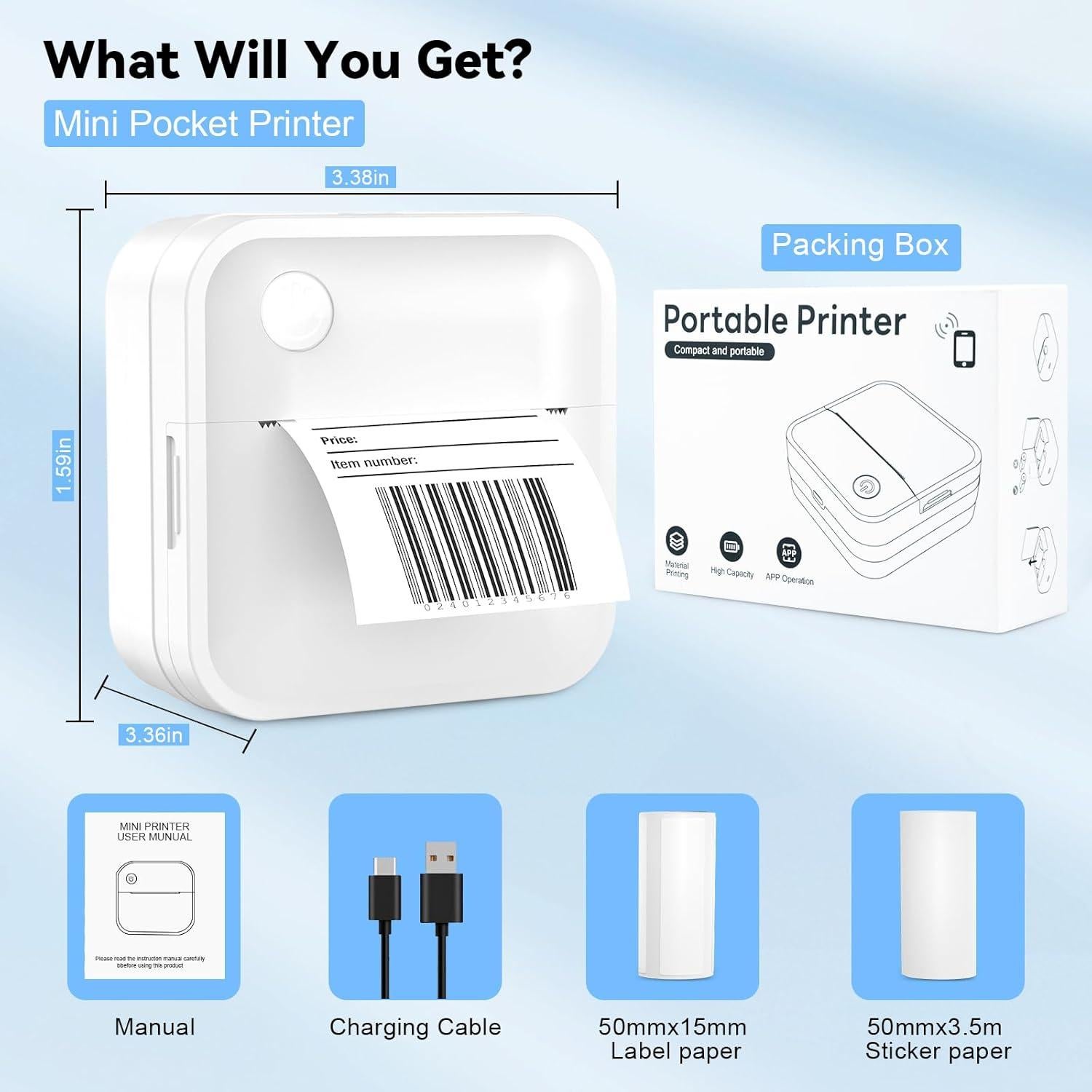 Impresora Térmica de Etiquetas Bluetooth INVISEN D1 - Mini 50mm