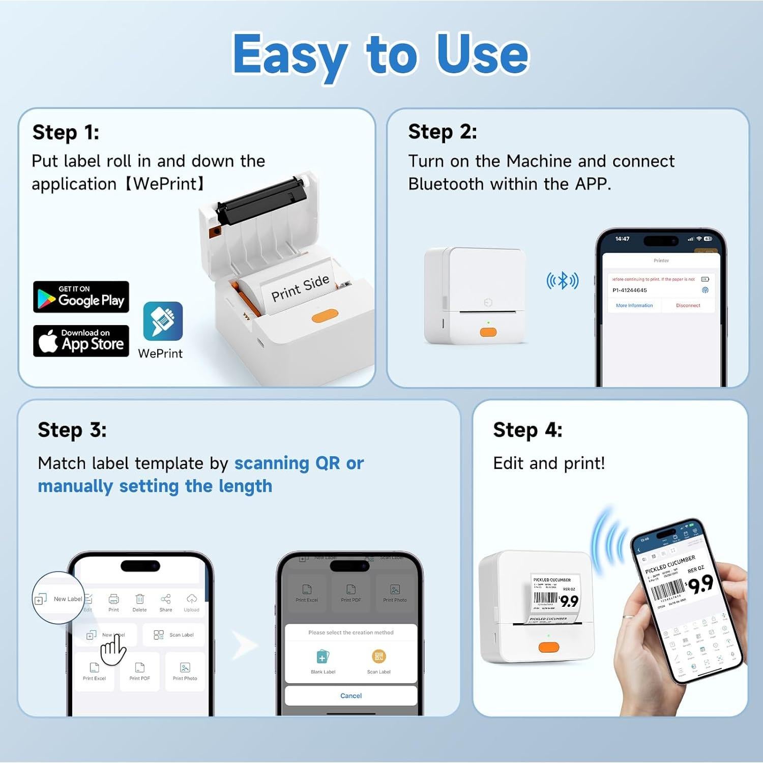 Impresora de Etiquetas P1 DETONGER Portátil Bluetooth 203 DPI