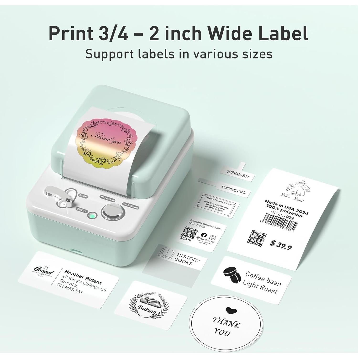 Etiquetadora Bluetooth SUPVAN T50M Plus, Portátil y Sin Tinta