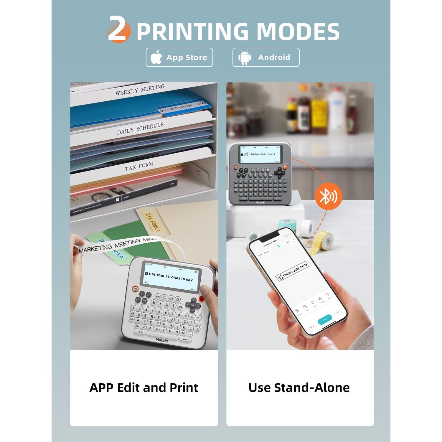 Impresora de Etiquetas Makeid E1 - Bluetooth, Pantalla LCD 3.4"