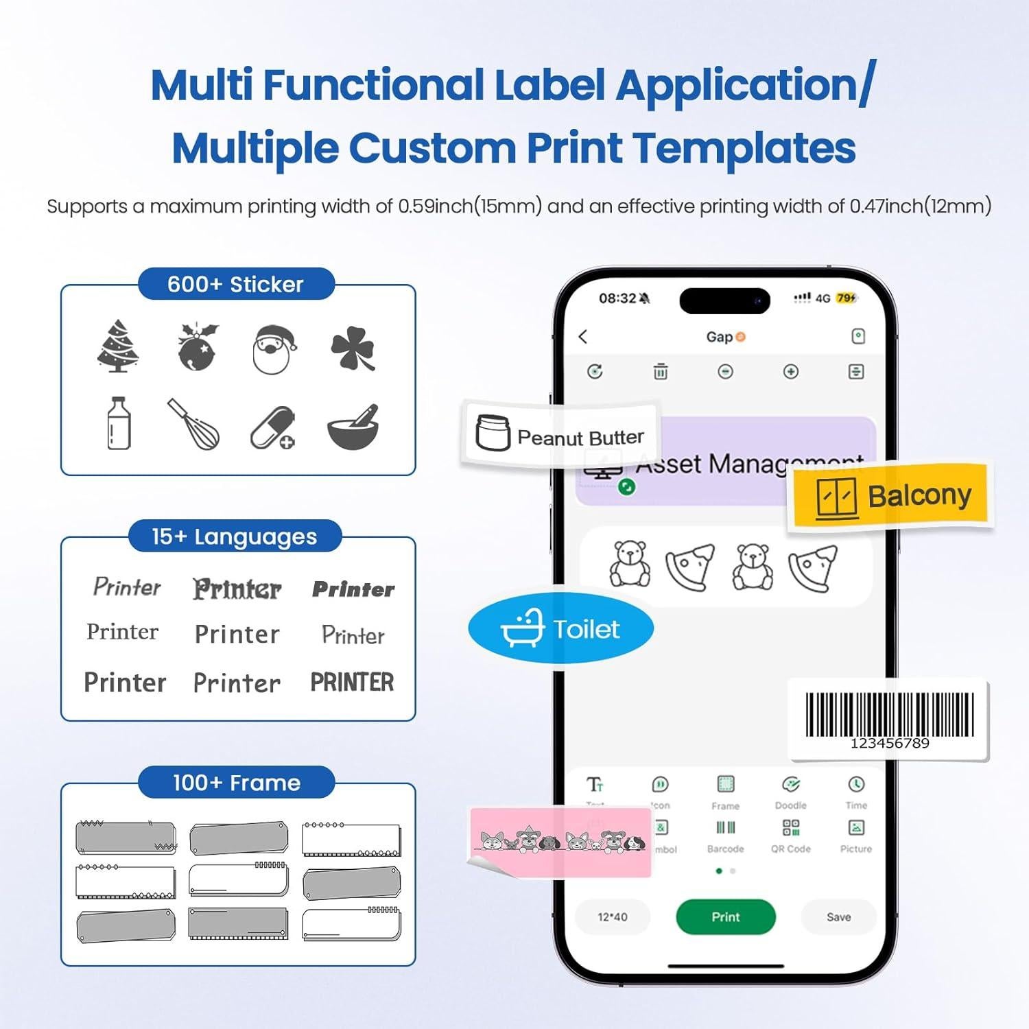 Mini Etiquetadora Bluetooth NULLTONEX Térmica Portátil 1.5cm