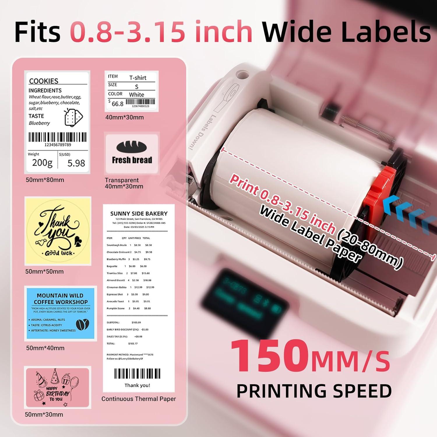 Impresora de Etiquetas ORGSTA T003 Bluetooth 8 cm Rosa