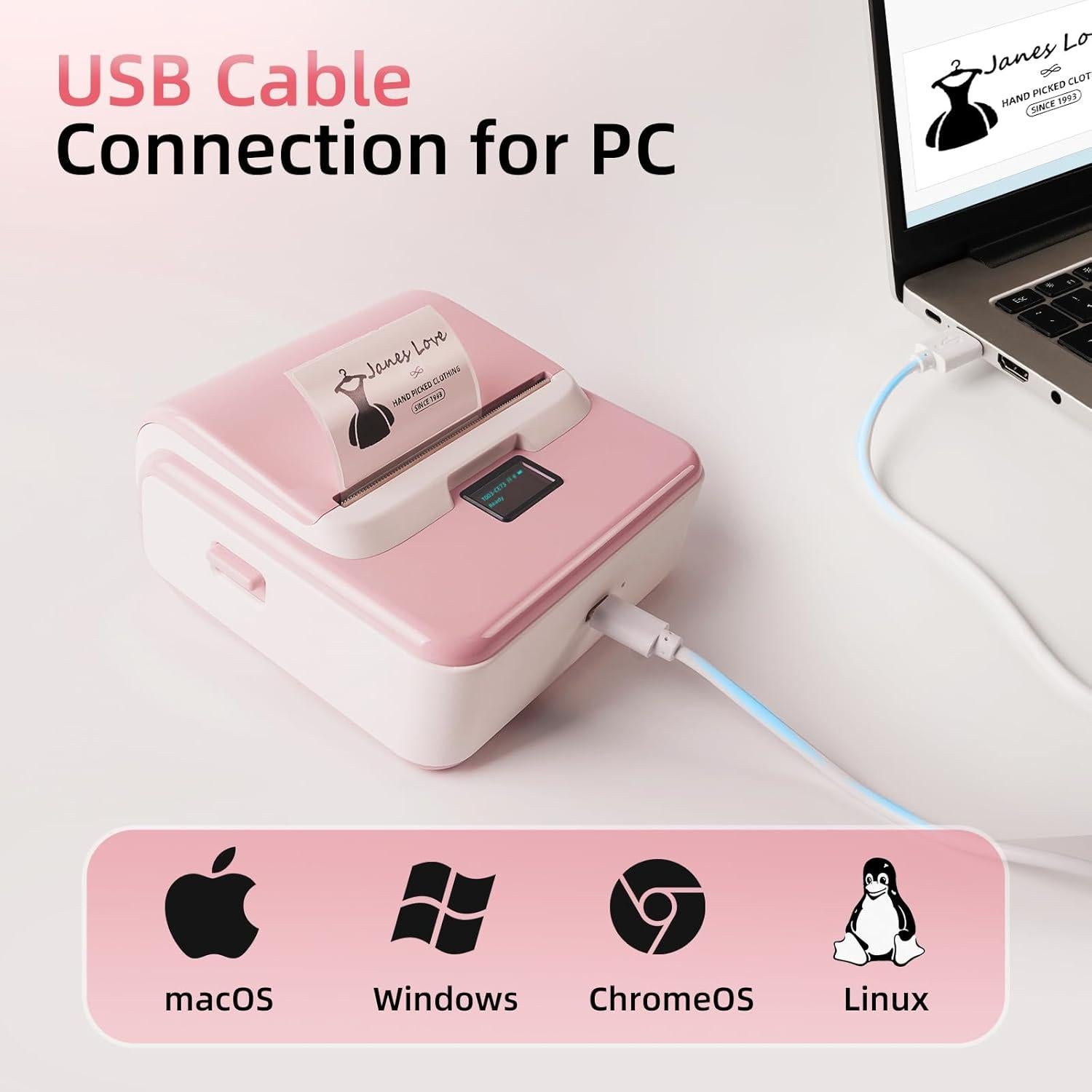 Impresora de Etiquetas ORGSTA T003 Bluetooth 8 cm Rosa