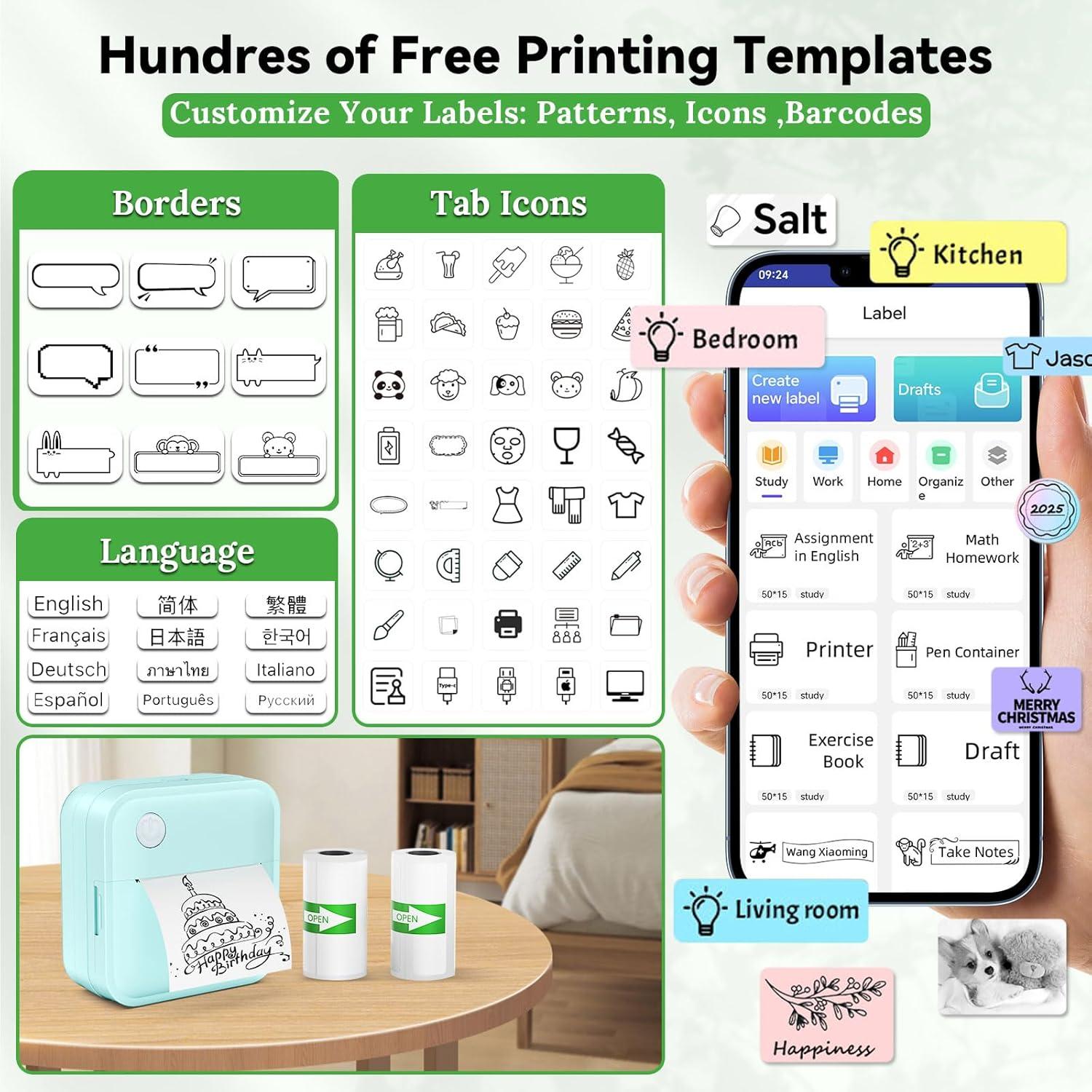 Impresora de Etiquetas Térmica Miouca Bluetooth Verde 12-50mm