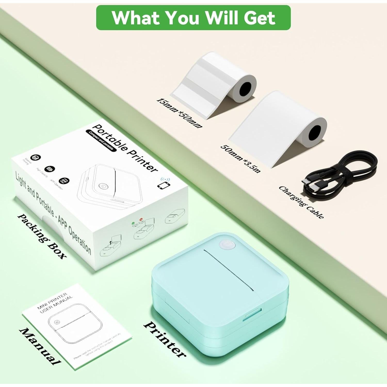 Impresora de Etiquetas Térmica Miouca Bluetooth Verde 12-50mm