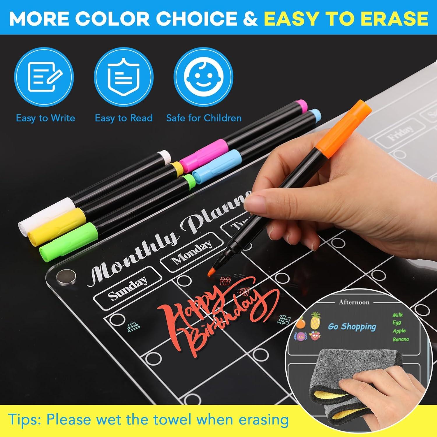 Calendario Magnético MIKEDE para Refrigerador 4 en 1 Acrílico