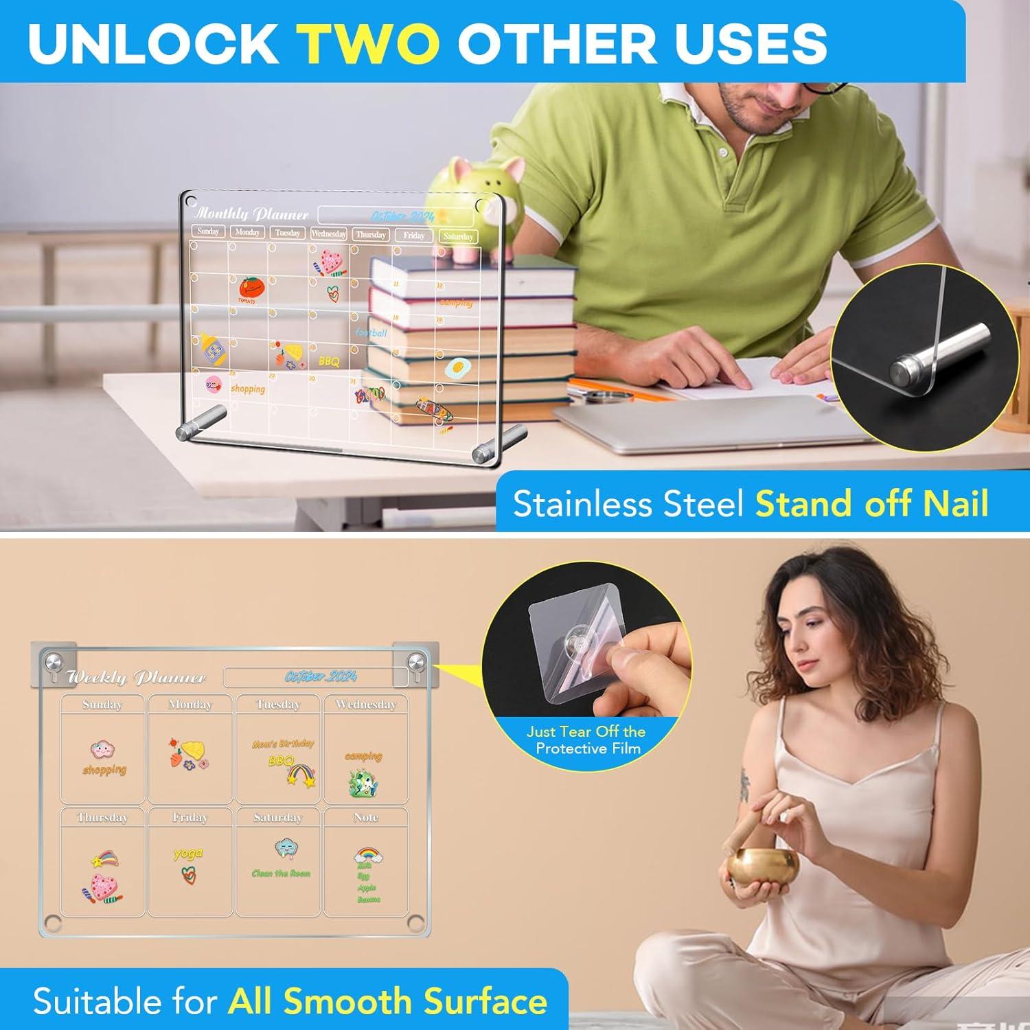 Calendario Magnético MIKEDE para Refrigerador 4 en 1 Acrílico