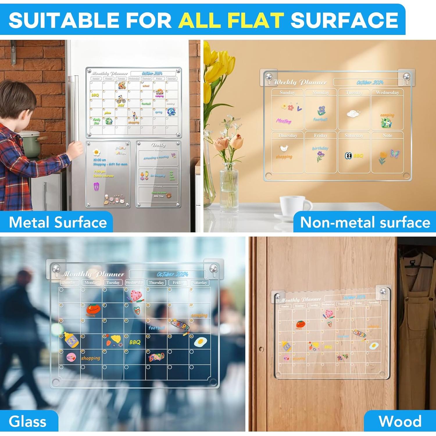 Calendario Magnético MIKEDE para Refrigerador 4 en 1 Acrílico